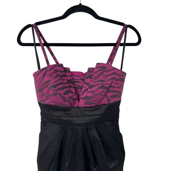 Y2K‎ Black Pink Zebra Print Mini Party Dress Sz S Semi Formal Vintage - Picture 2 of 8